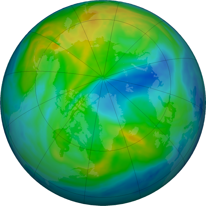 Arctic ozone map for 21 November 2022